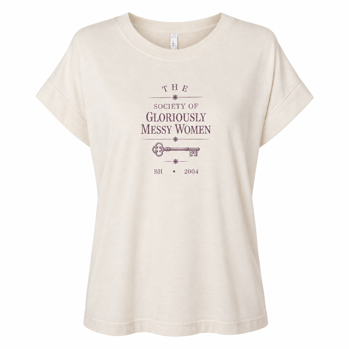 "The Society of Gloriously Messy Women"  - Cream, Vintage, Relaxed Fit Brocan-Tee