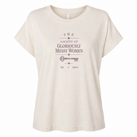 "The Society of Gloriously Messy Women"  - Cream, Vintage, Relaxed Fit Brocan-Tee