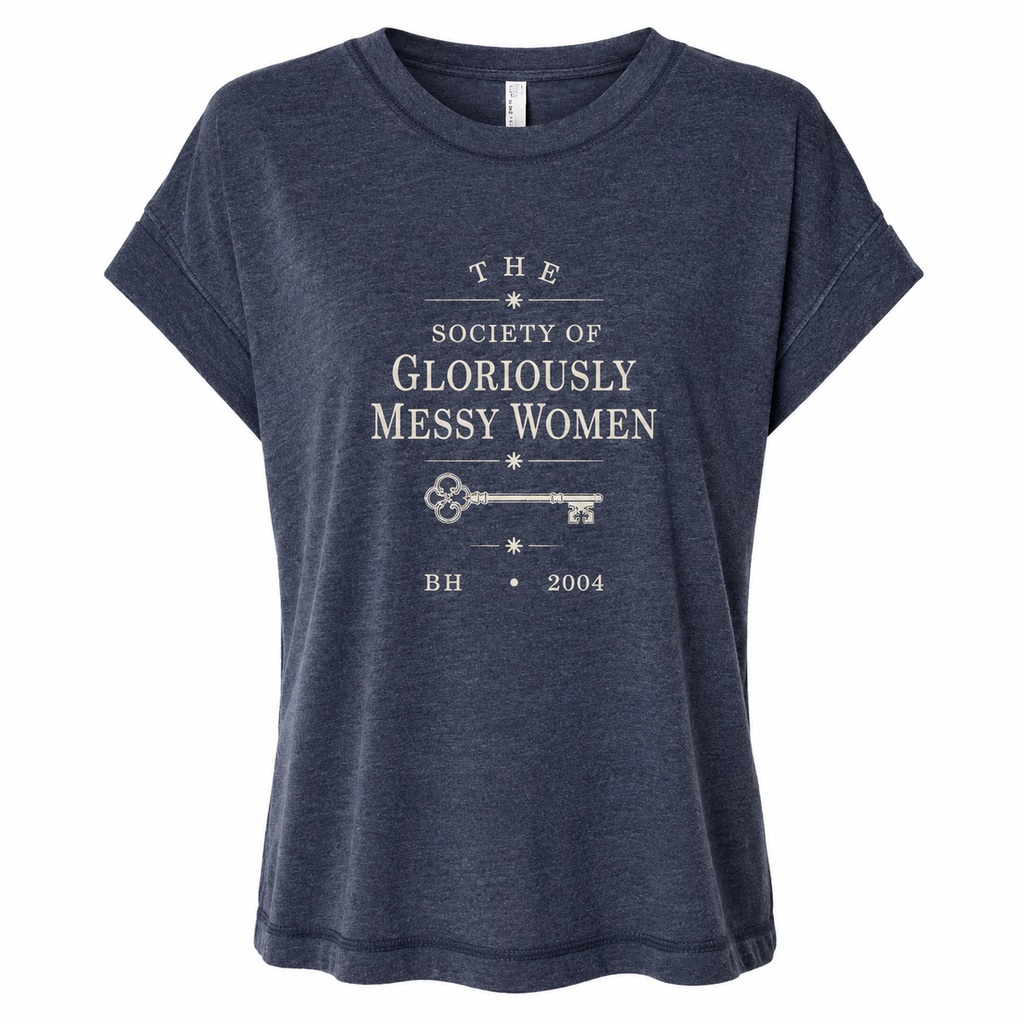 "The Society of Gloriously Messy Women"  - Washed Navy, Vintage, Relaxed Fit Brocan-Tee